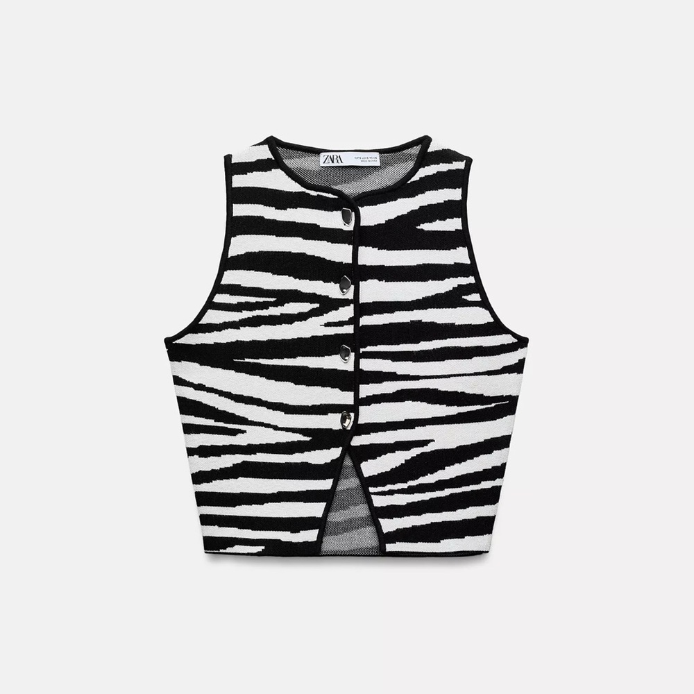 Zara Black and White Striped Vest